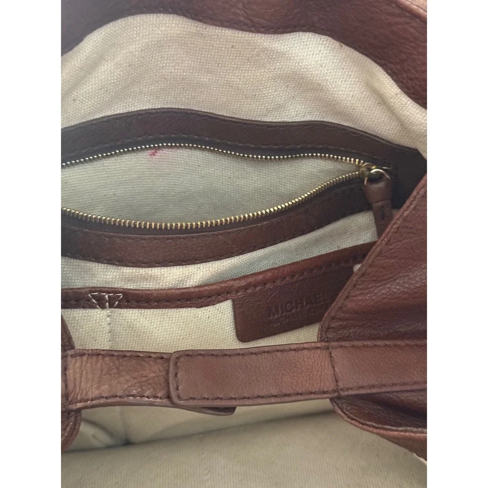 Michael Kors Brown‎ Pebbled Leather Tote Bag Gold Chain Accent Shoulder Bag